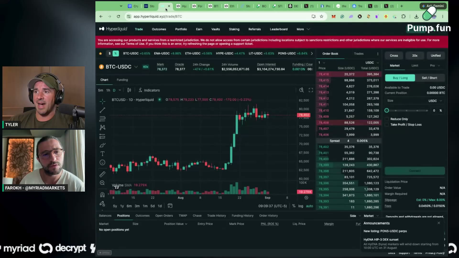 The HYPE chart on stream after the Payward news
