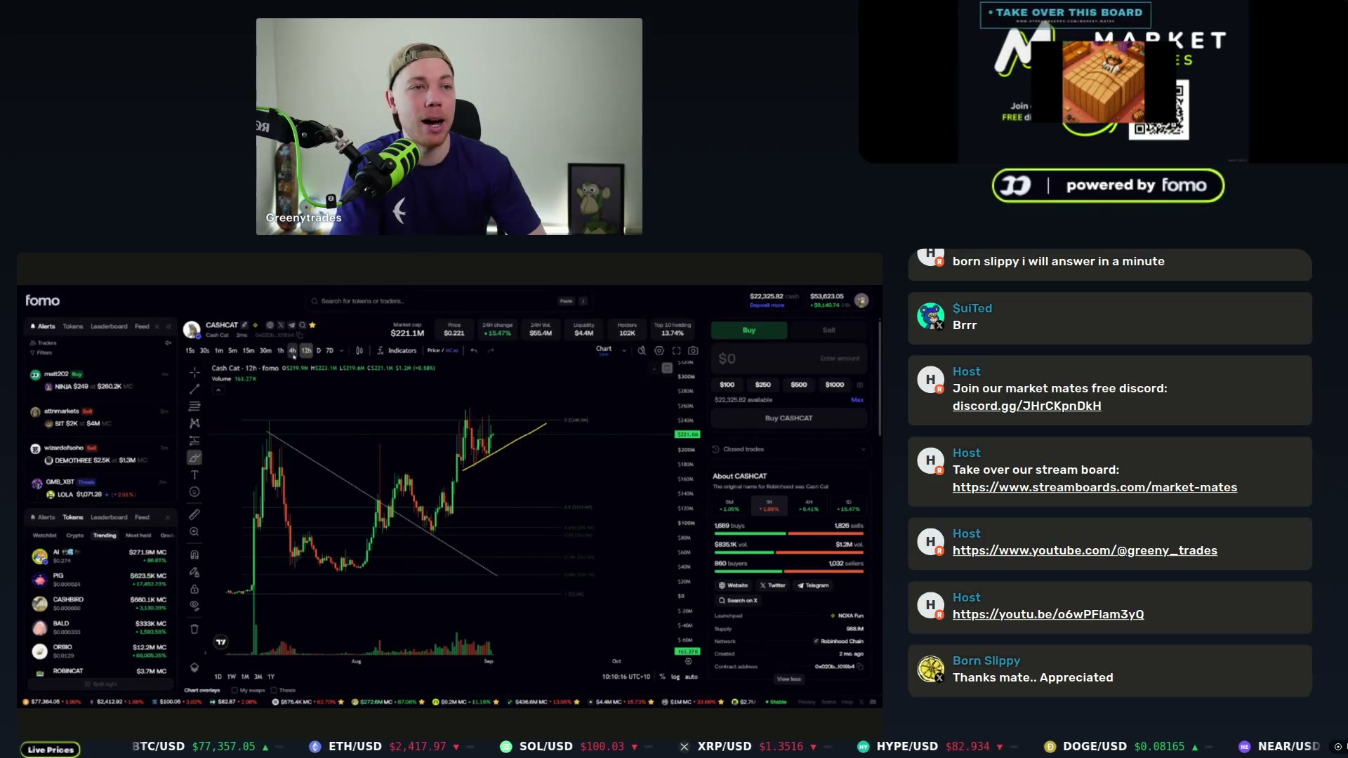 The CASHCAT chart at the previous all-time high — resistance zone and fib levels on screen
