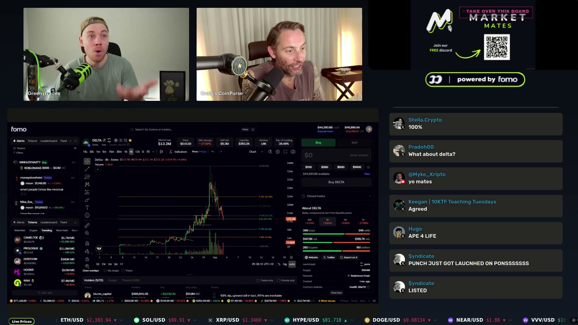 The DELTA chart during the post-mortem — the Uniswap-wrapper FUD that took it from $30M toward $15M