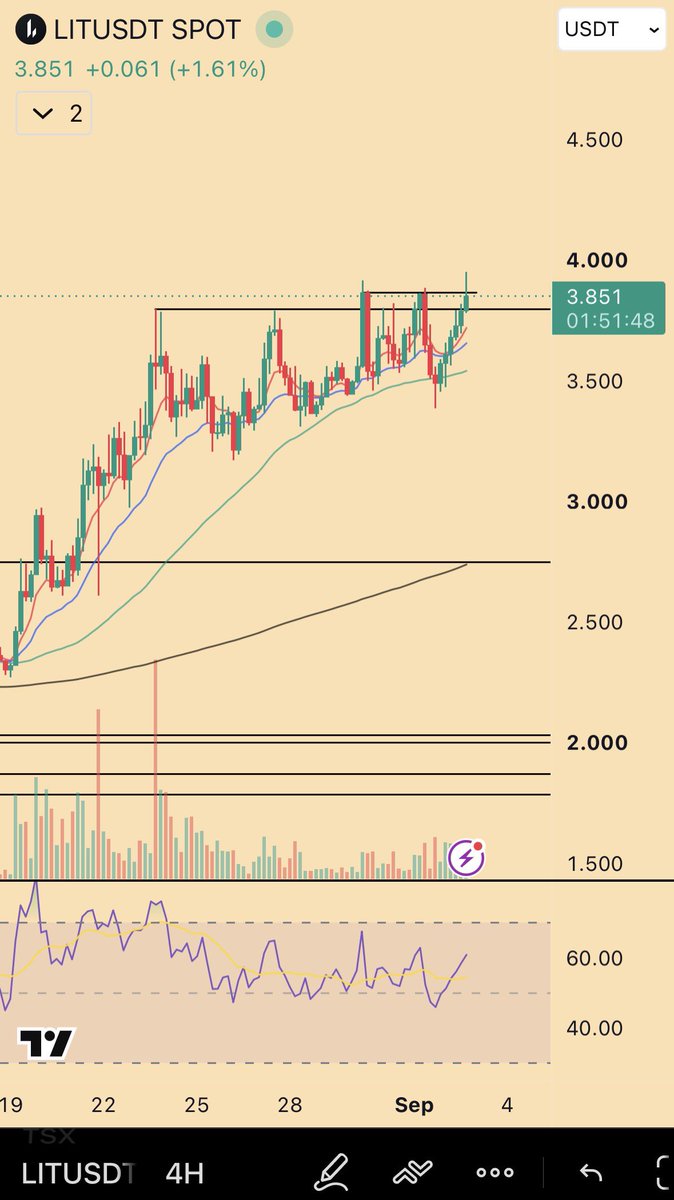 The $LIT chart as he waved off the fade — don't even think about it