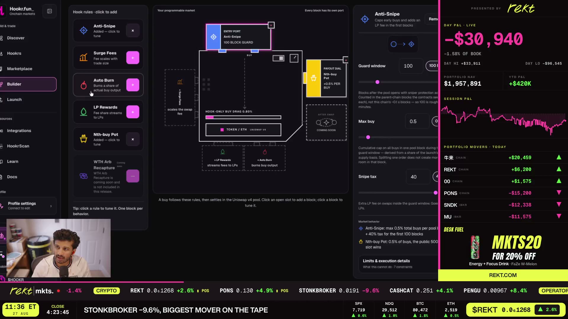 The V4 hooks launchpad page, pulled up live