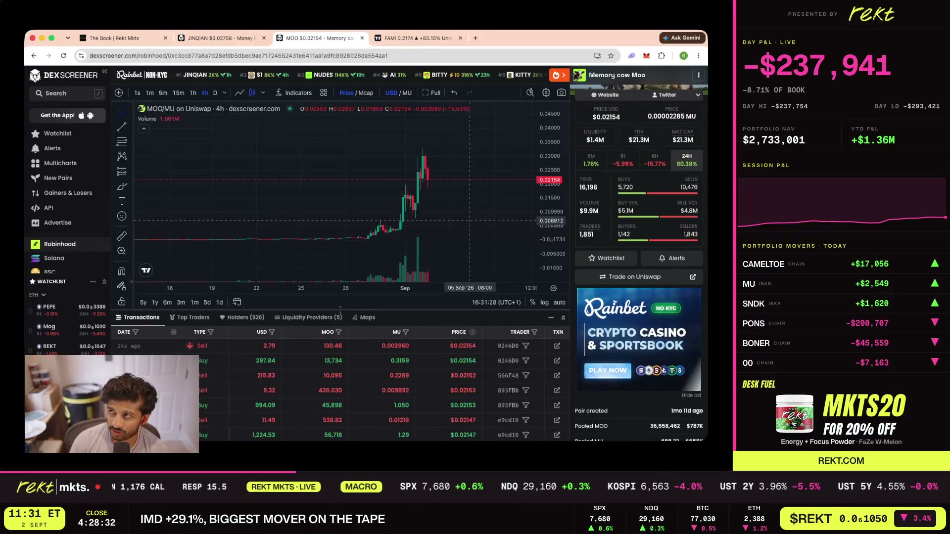 Moo/MSTR discussion as the memory-complex charts sit on screen