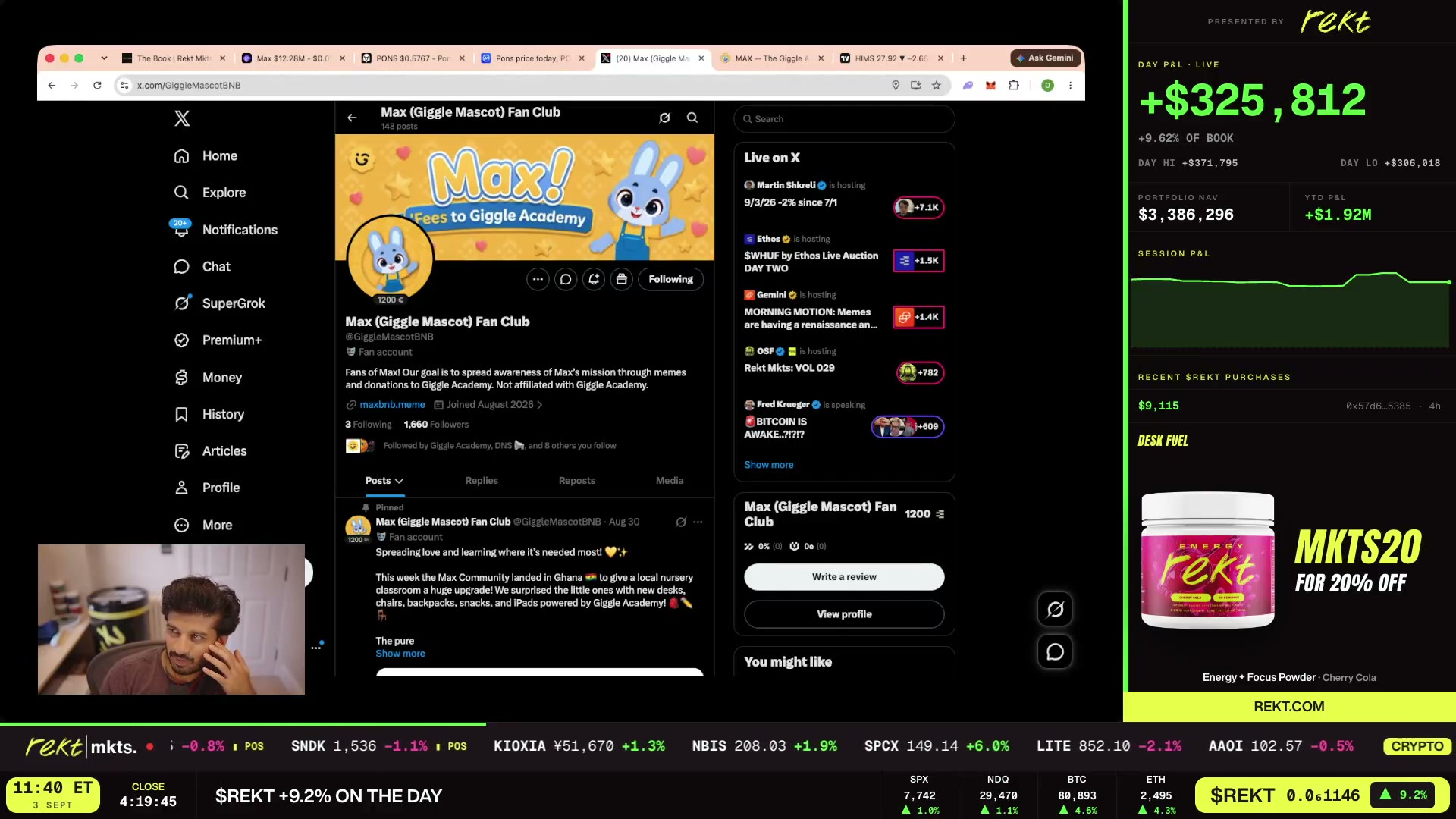 The MAX quote-tweet trail and Giggle Academy fee donations